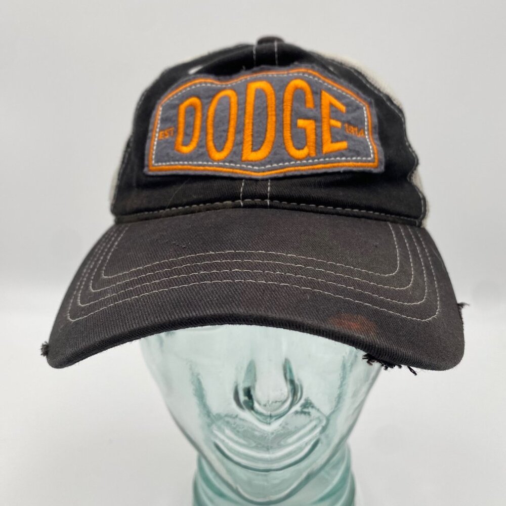 Dodge Trucker Hat Black Orange Adjustable Snapback Mesh Cap Trucks USA One Size